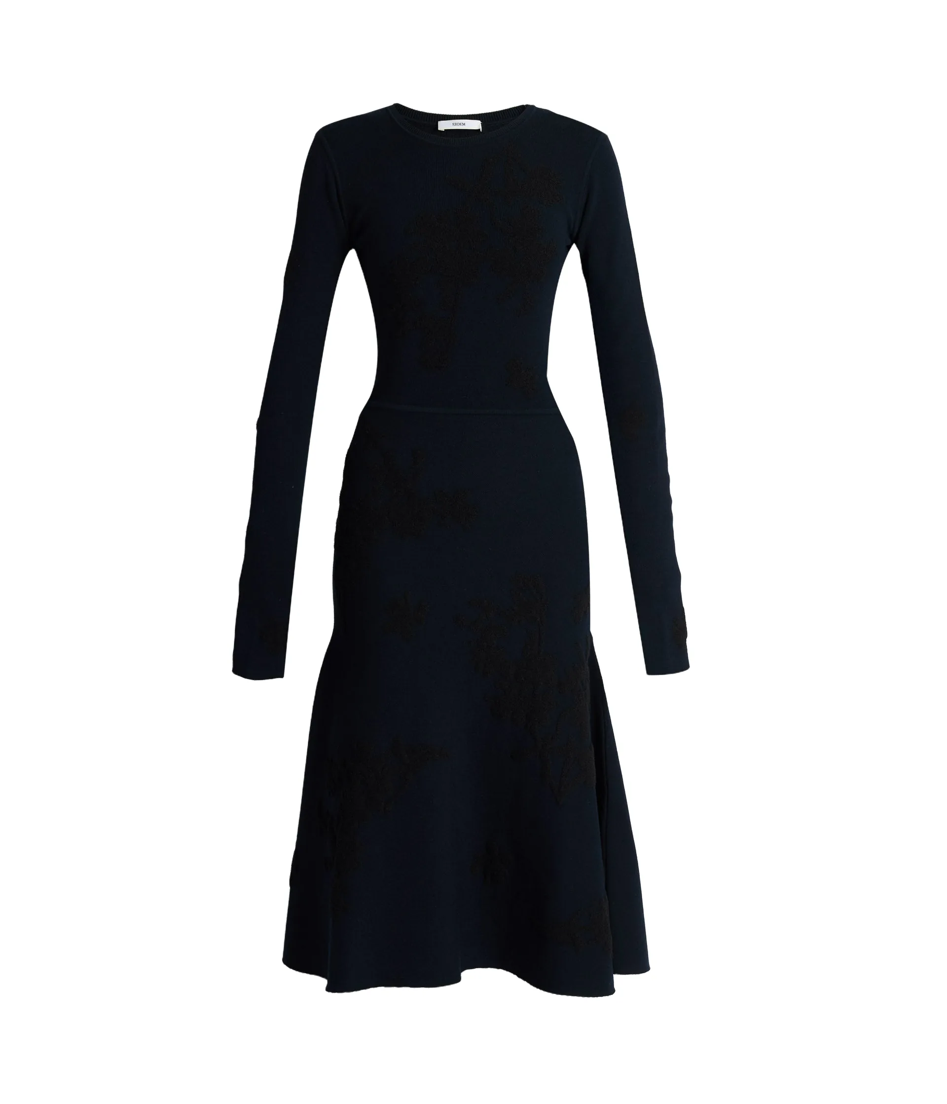 Jacquard Long Sleeve Midi Knit Dress