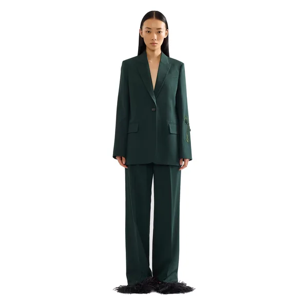 Erdem Pleatable Wool Single Breasted Blazer, view 4