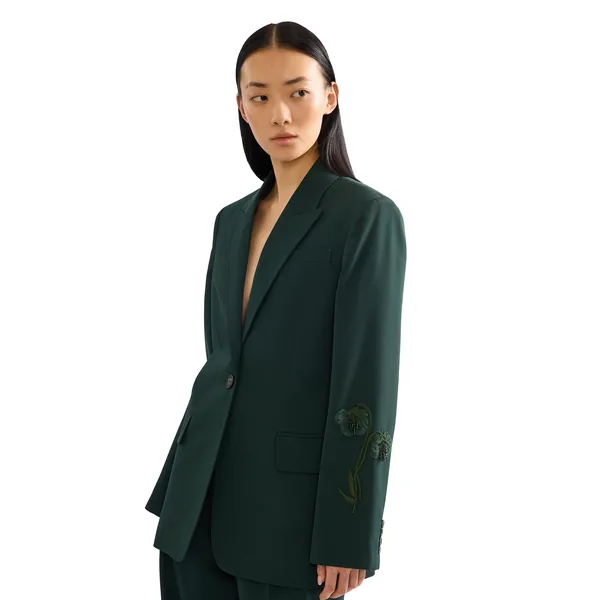 Erdem Pleatable Wool Single Breasted Blazer, view 5