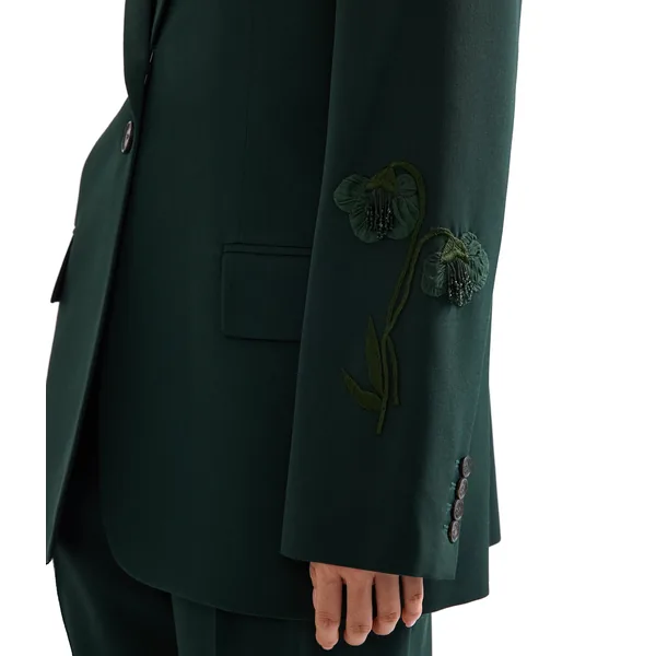 Erdem Pleatable Wool Single Breasted Blazer, view 7