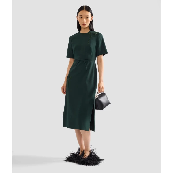 Erdem Pleatable Wool Tailored Midi Dress, view 6