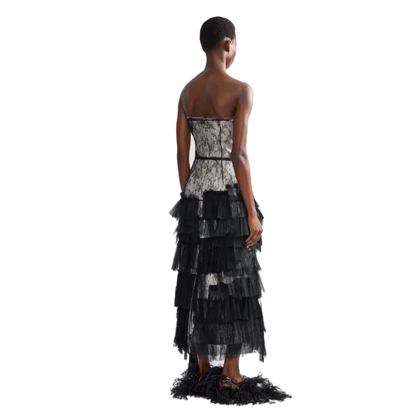 Erdem Pleated Lace Bustier Midi Dress, view 3