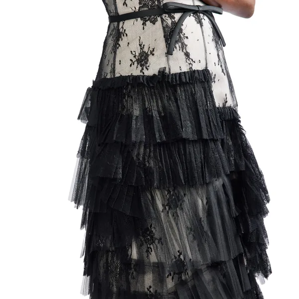 Erdem Pleated Lace Bustier Midi Dress, view 7