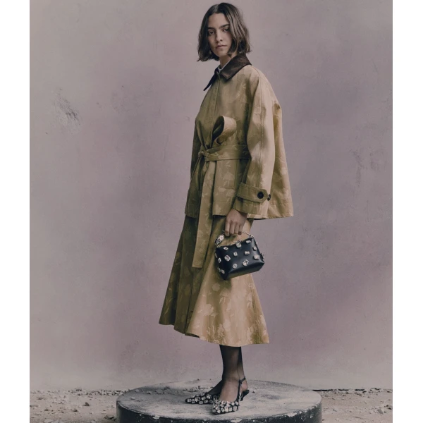 Erdem Poppy Cotton Jacquard Fluted Midi Skirt, view 7