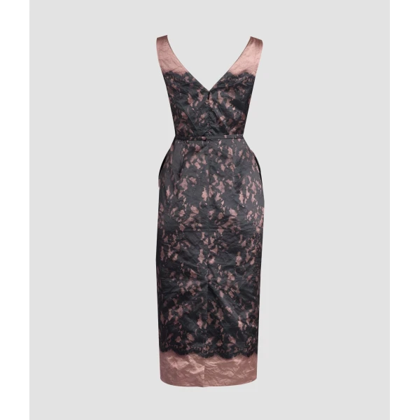 Erdem Printed Textured Satin Sleeveless Midi Dress, view 2
