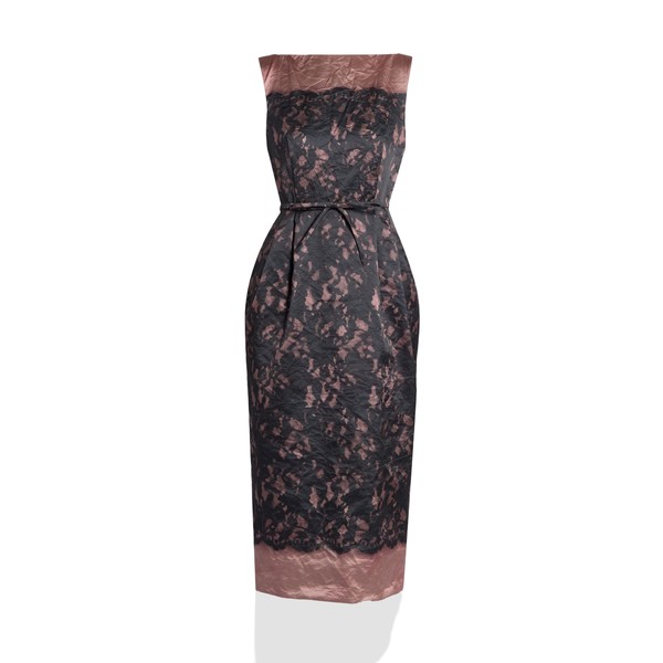 Erdem Printed Textured Satin Sleeveless Midi Dress