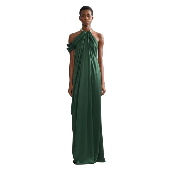 Erdem Satin Seersucker Draped Gown, view 3