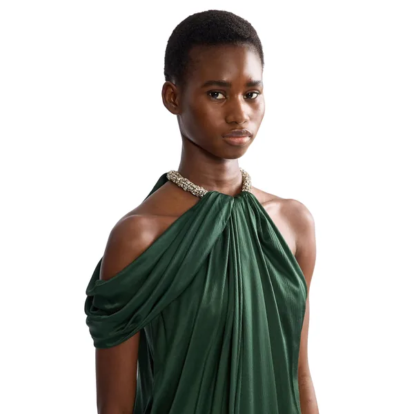 Erdem Satin Seersucker Draped Gown, view 5