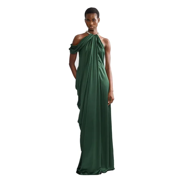 Erdem Satin Seersucker Draped Gown, view 6