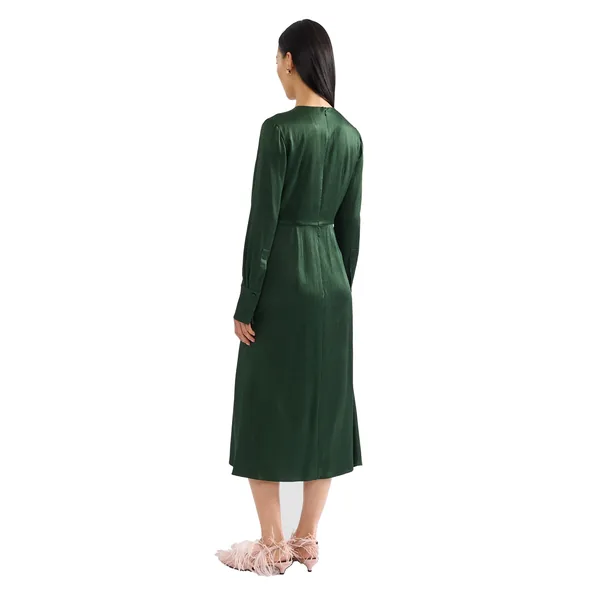 Erdem Satin Seersucker Draped Midi Dress, view 3