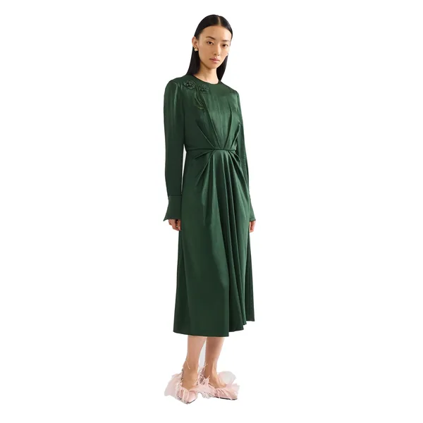 Erdem Satin Seersucker Draped Midi Dress, view 6