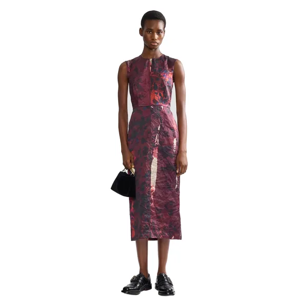 Erdem Textured Satin Sleeveless Midi Dress, view 6