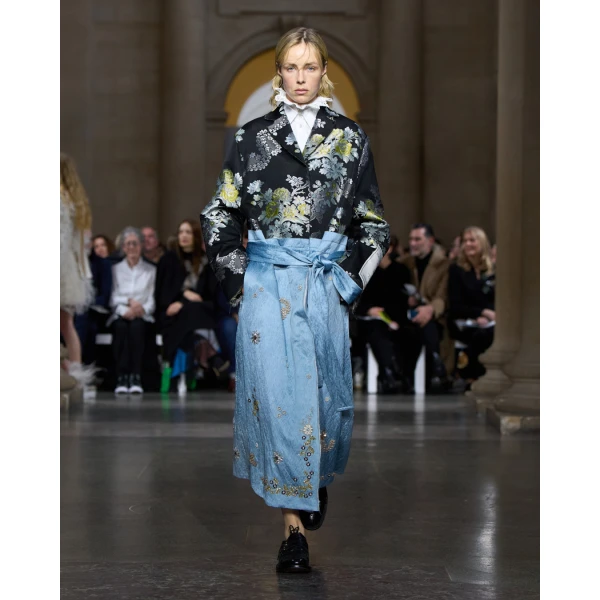 Erdem Textured Satin Wrap Coat, view 3
