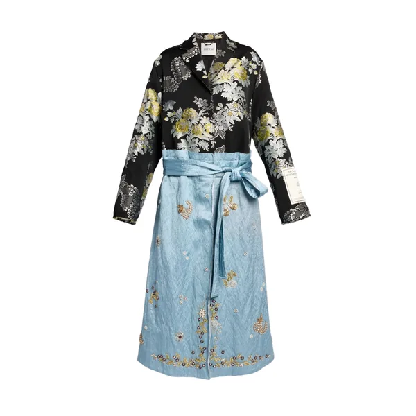 Textured Satin Wrap Coat