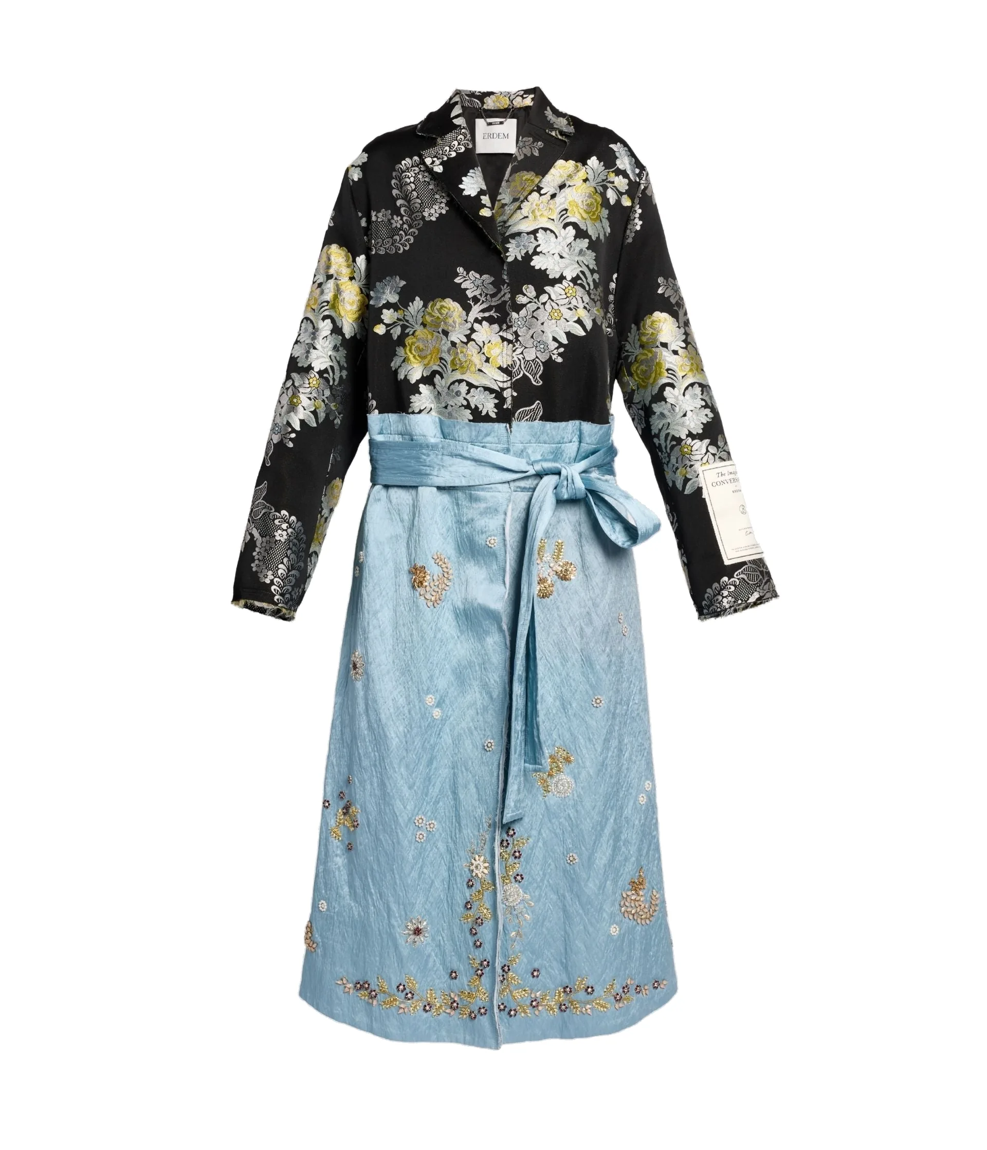 Textured Satin Wrap Coat