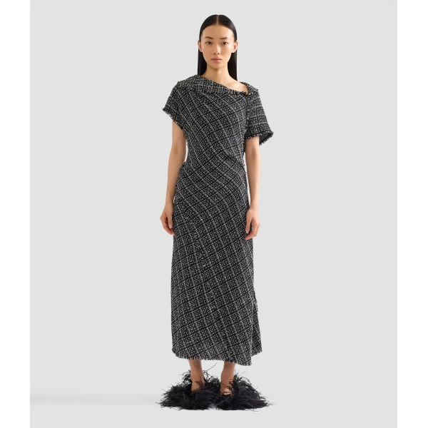 Erdem Tweed Asymmetric Midi Dress, view 2