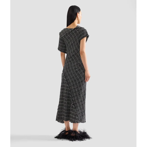 Erdem Tweed Asymmetric Midi Dress, view 4