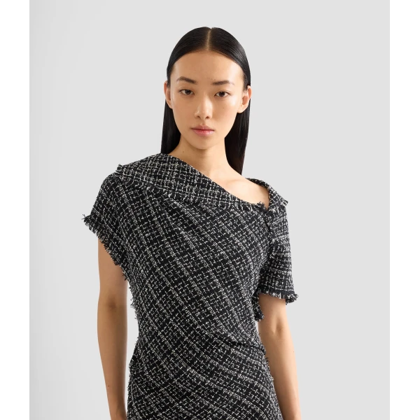 Erdem Tweed Asymmetric Midi Dress, view 5