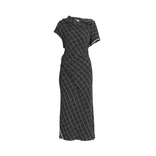 Erdem Tweed Asymmetric Midi Dress