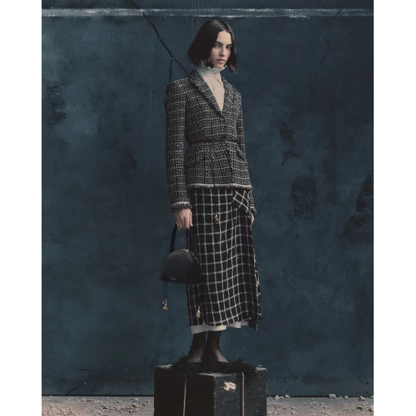 Erdem Tweed Fitted Single Breasted Blazer, view 3