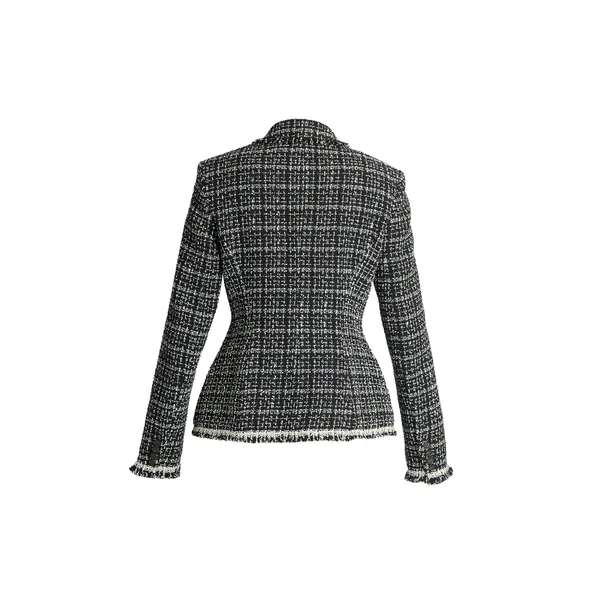 Erdem Tweed Fitted Single Breasted Blazer, view 4