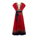 La Double J Accordion Dress in Princess Peony Placée Red