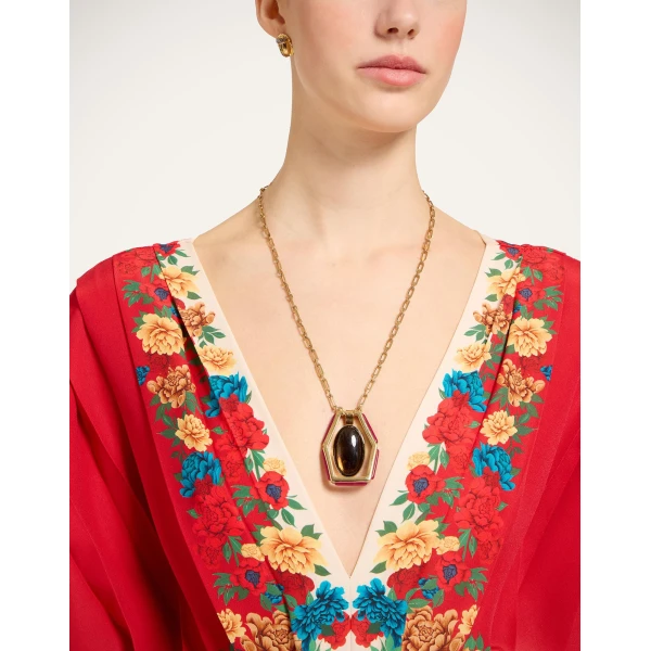 La Double J Accordion Dress in Princess Peony Placée Red, view 5