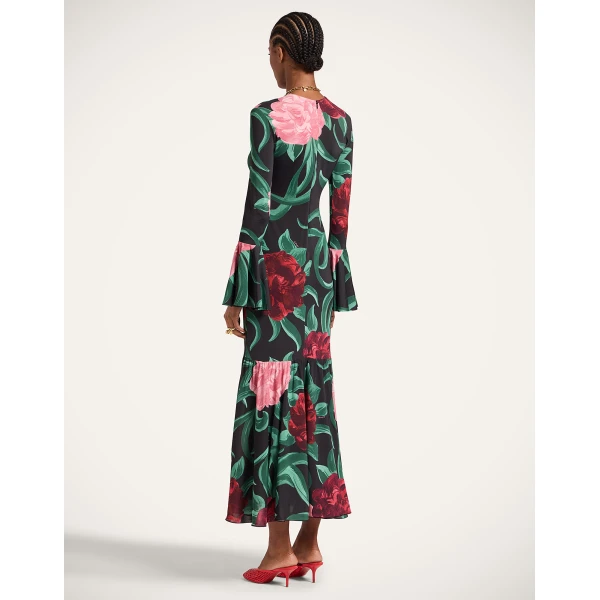 La Double J Alba Dress in Peony Black, view 3