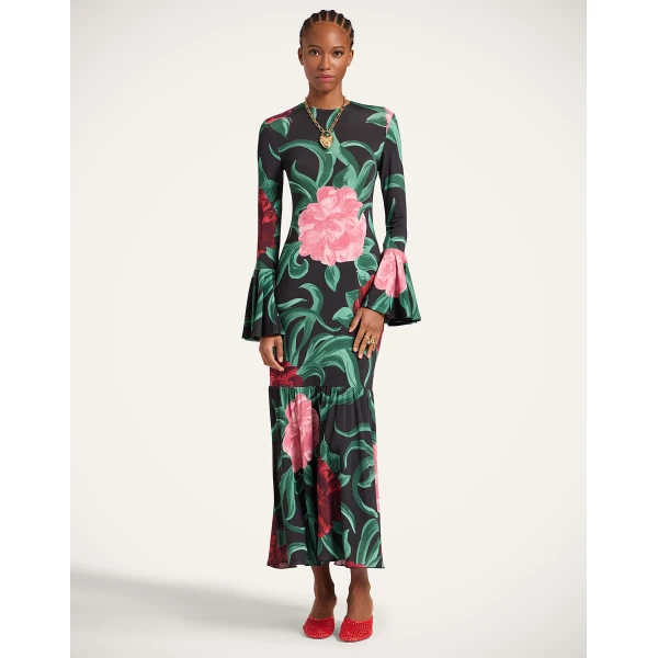 La Double J Alba Dress in Peony Black, view 4