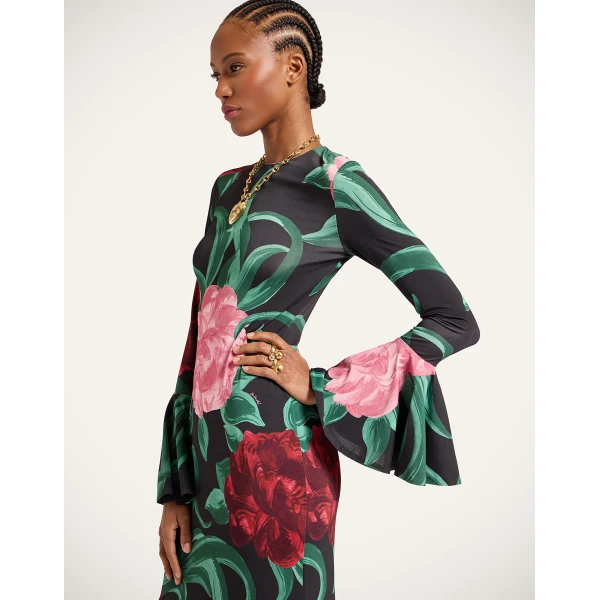 La Double J Alba Dress in Peony Black, view 5