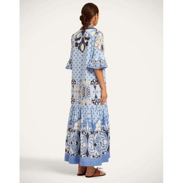La Double J Artemis Dress in Cocoon Placée Blue, view 3