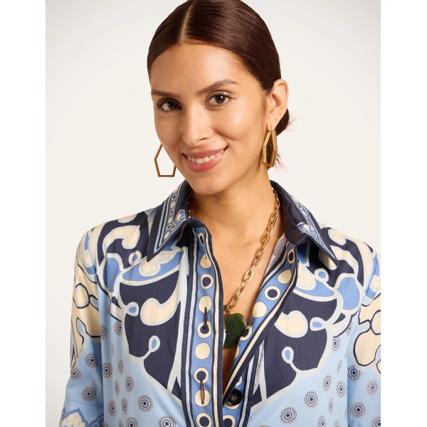La Double J Artemis Dress in Cocoon Placée Blue, view 4