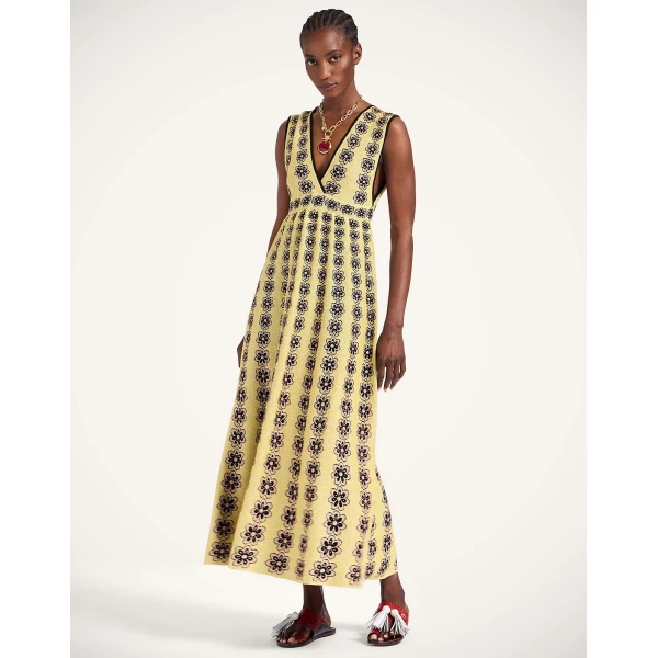 La Double J Caper Dress in Multicolor Gold & Pink, view 2