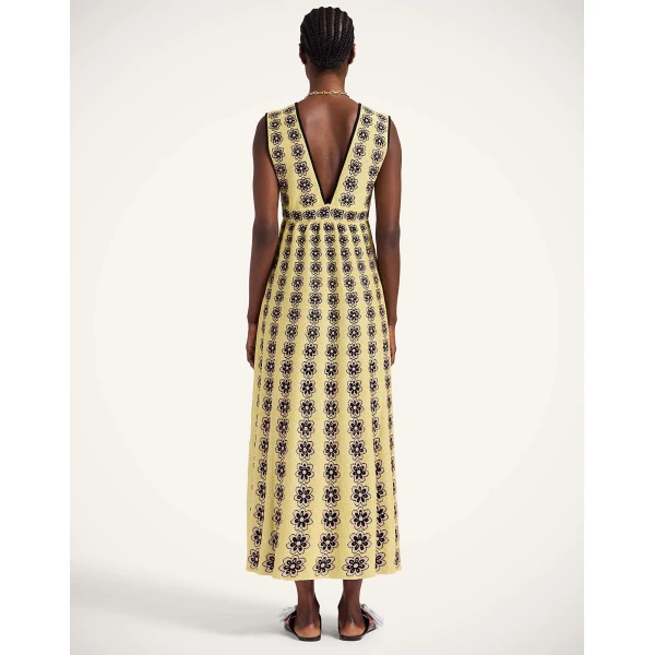 La Double J Caper Dress in Multicolor Gold & Pink, view 3