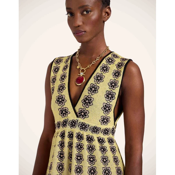 La Double J Caper Dress in Multicolor Gold & Pink, view 4
