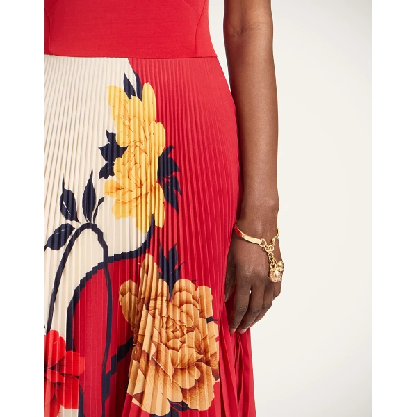 La Double J Chignon Dress in Queen Peony Placée Red, view 5