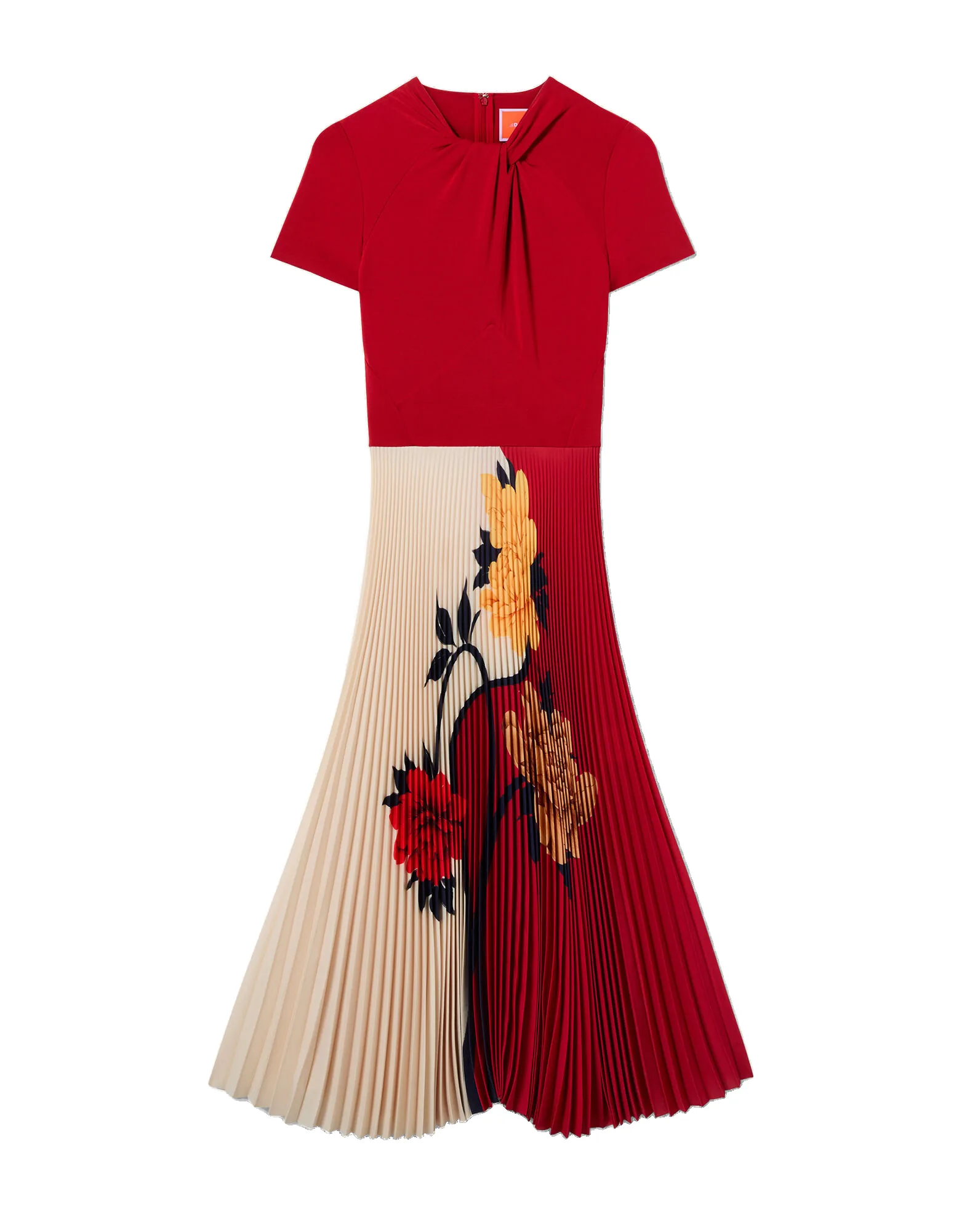 La DoubleJ Chignon Dress in Queen Peony Placée Red - Dresses - Milanese Maximalist Fashion at Luxury Shoes La Double J Chignon Dress in Queen Peony Placée Red