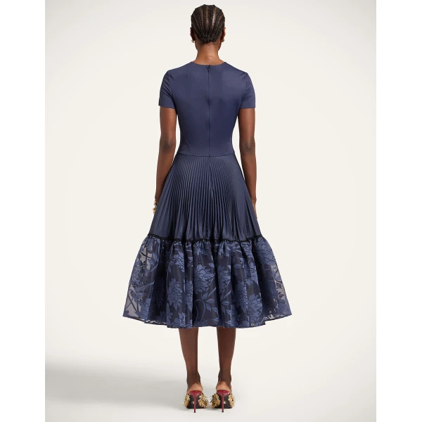 La Double J Chignon Dress in Solid Midnight Blue, view 3