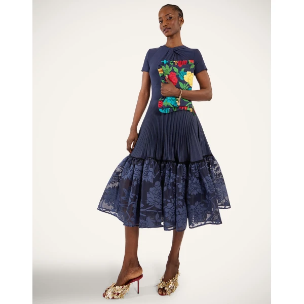 La Double J Chignon Dress in Solid Midnight Blue, view 4