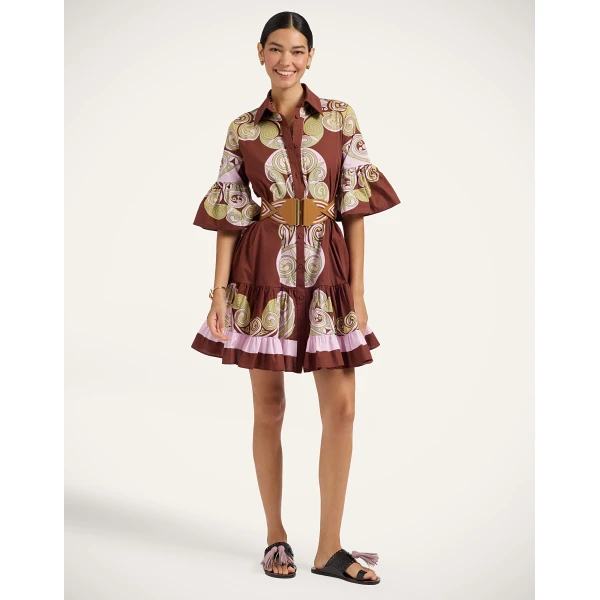 La Double J Choux Dress in Kells Swirl Placée Burgundy, view 2