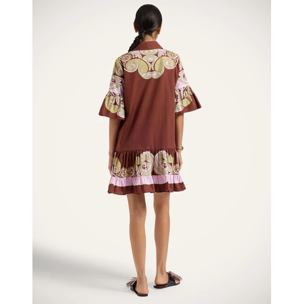La Double J Choux Dress in Kells Swirl Placée Burgundy, view 3