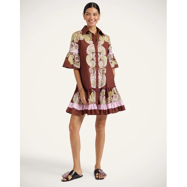 La Double J Choux Dress in Kells Swirl Placée Burgundy, view 4