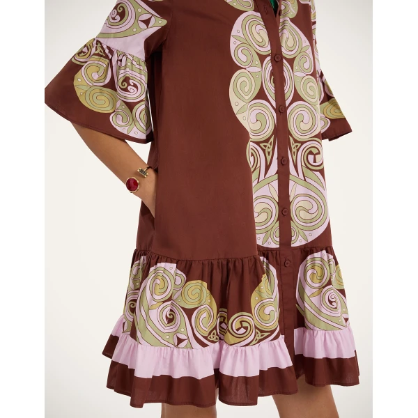 La Double J Choux Dress in Kells Swirl Placée Burgundy, view 5