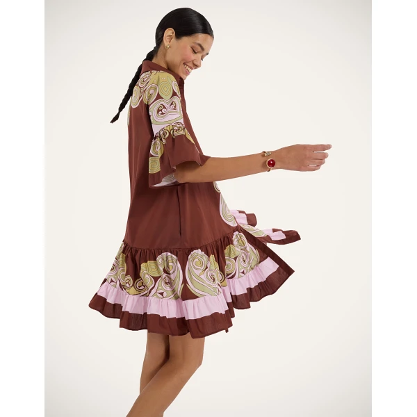 La Double J Choux Dress in Kells Swirl Placée Burgundy, view 6