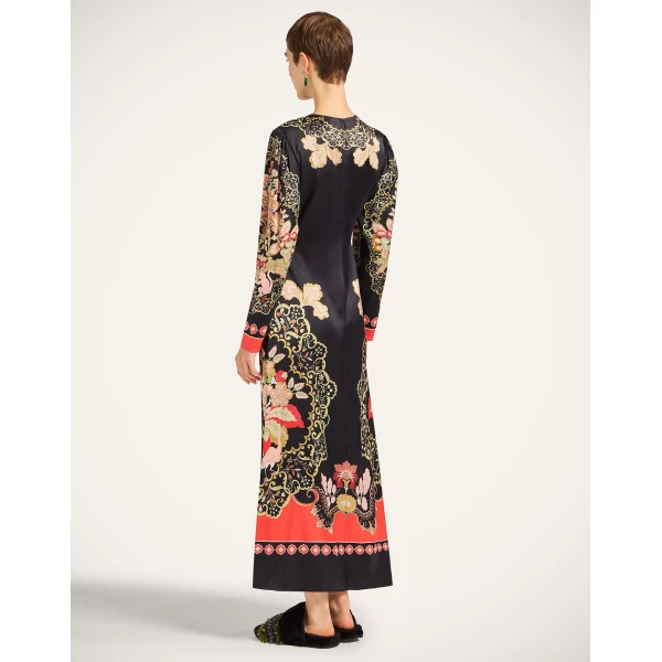 La Double J Clingy Swing in Cornucopia Placée Black Dress, view 3