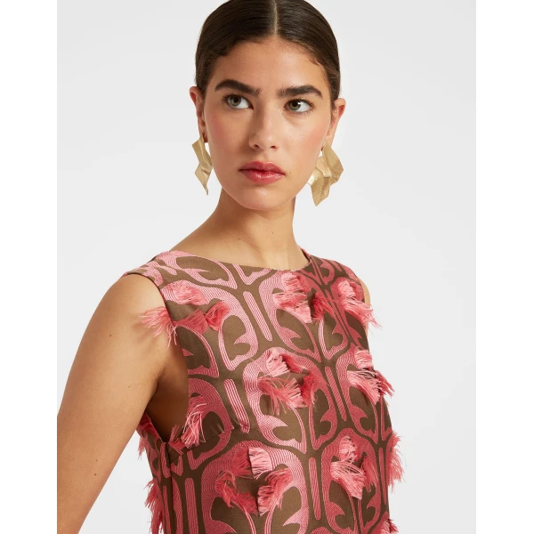 La Double J Column Dress in Grove Kaki/Pink, view 6