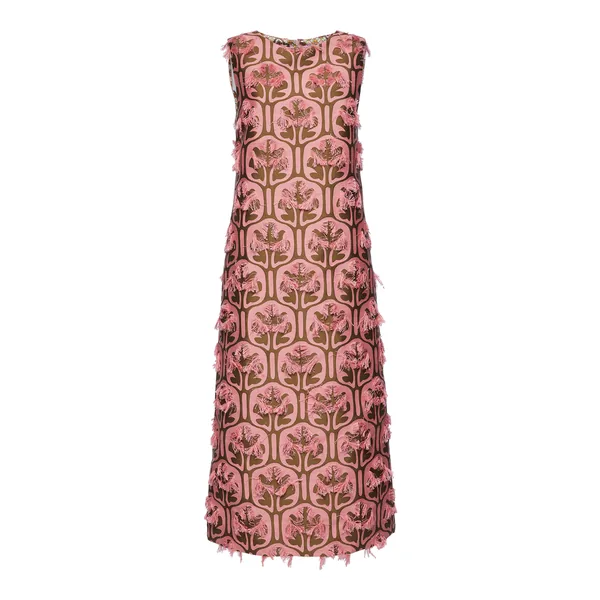 La Double J Column Dress in Grove Kaki/Pink