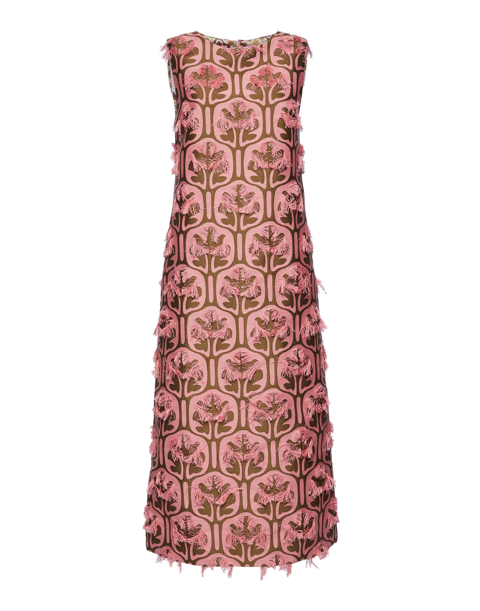 La DoubleJ Column Dress in Grove Kaki/Pink - Dresses - Milanese Maximalist Fashion at Luxury Shoes La Double J Column Dress in Grove Kaki/Pink