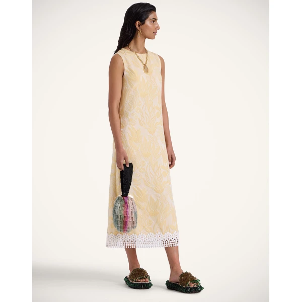 La Double J Column Dress in Iris Yellow, view 2