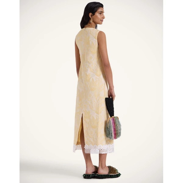 La Double J Column Dress in Iris Yellow, view 3